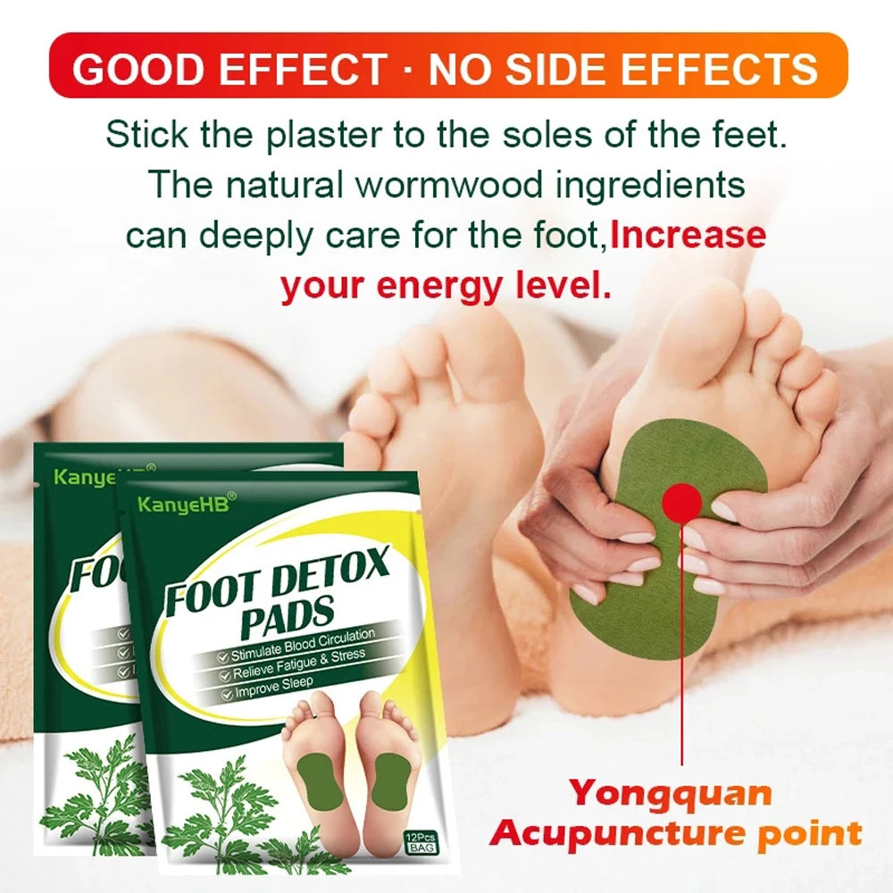 12/24/60PCS Detox Foot Patches Pads Feet Body Toxins Cleansing Relieve Stress Help Sleeping for Running Yoga Fitness Exercise